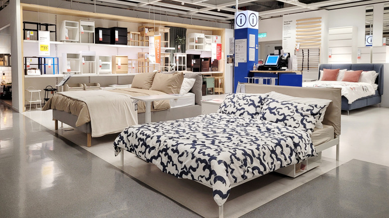 Beds in an IKEA store