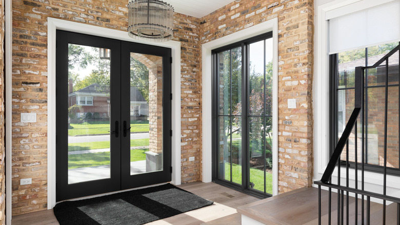 Expansive interior with basic french doors.