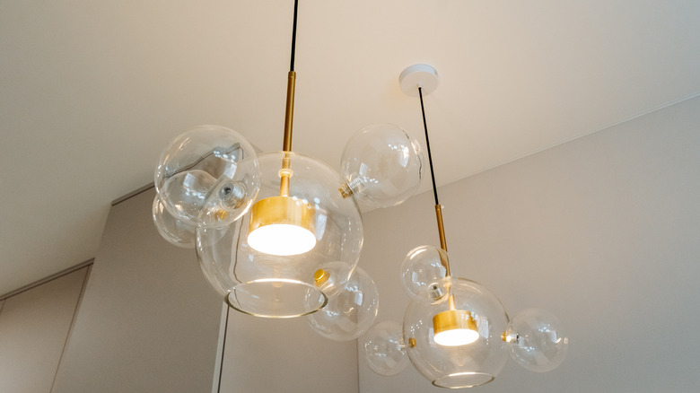 Two bubble style pendant lights.
