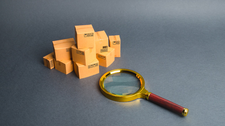 magnifying glass and blocks