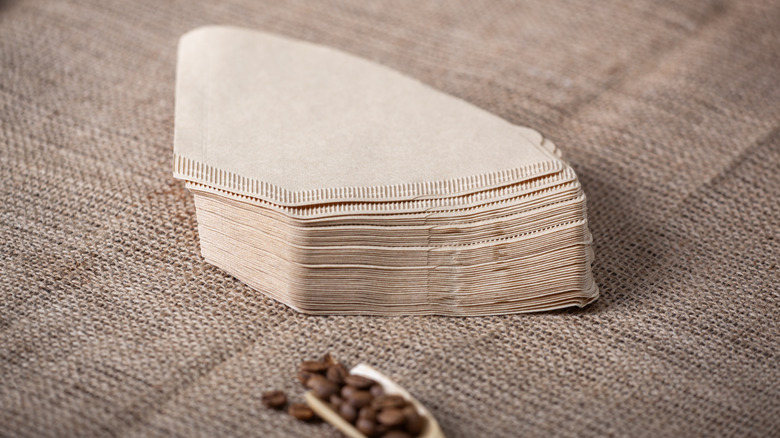 stack of unused coffee filters