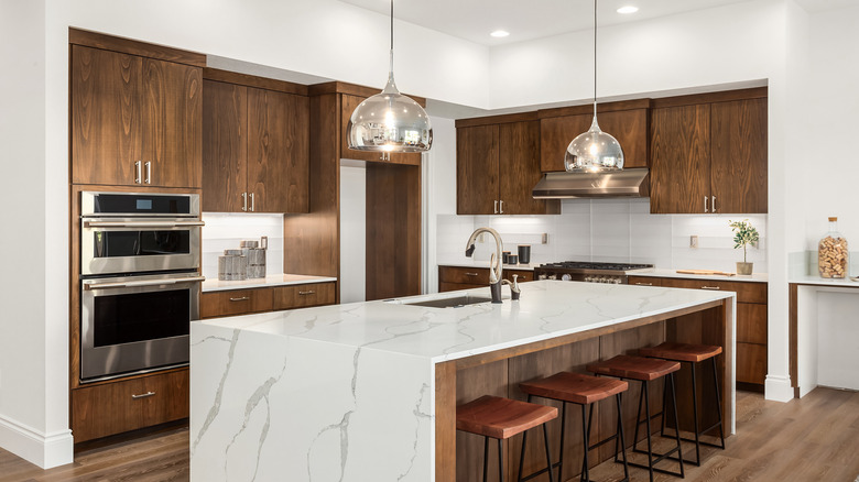 Kitchen with wood cabinets