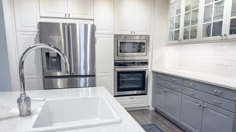 Modern gray and white kitchen