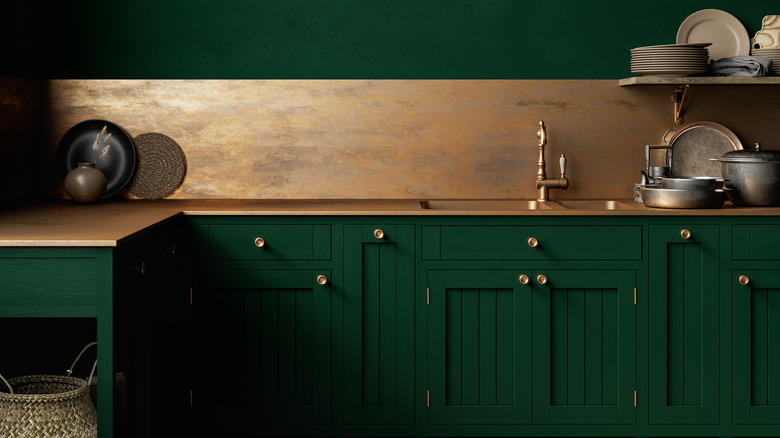 dark green kitchen