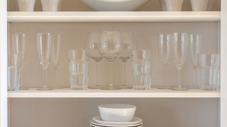 stack of empty drinking glasses