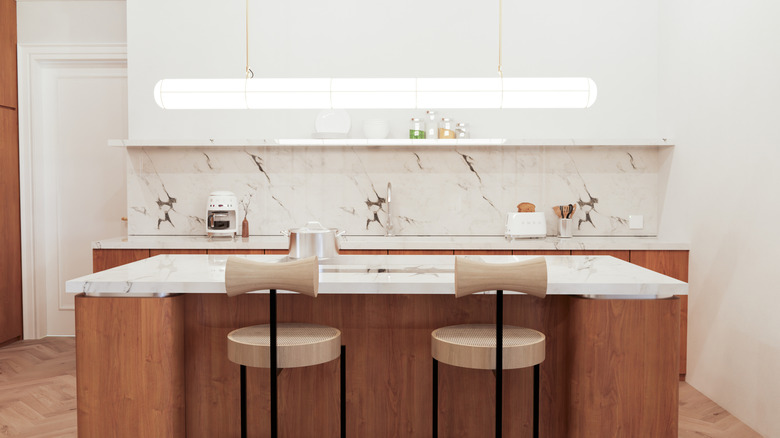 Kitchen with a basic-looking island
