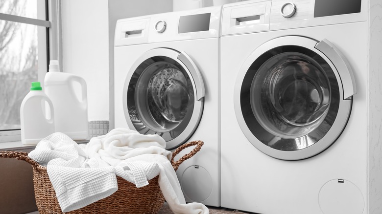 Dryer machines in laundry room