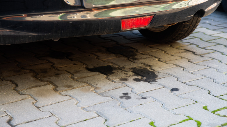 car leaking oil onto driveway