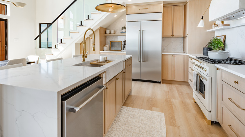 Modern kitchen with stainless steel appliances