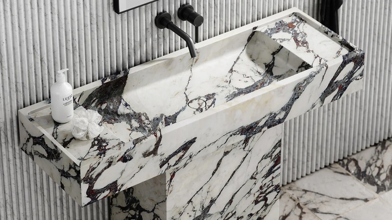Lusso Stone Concerto Calacatta Viola Marble Pedestal Basin 1200mm