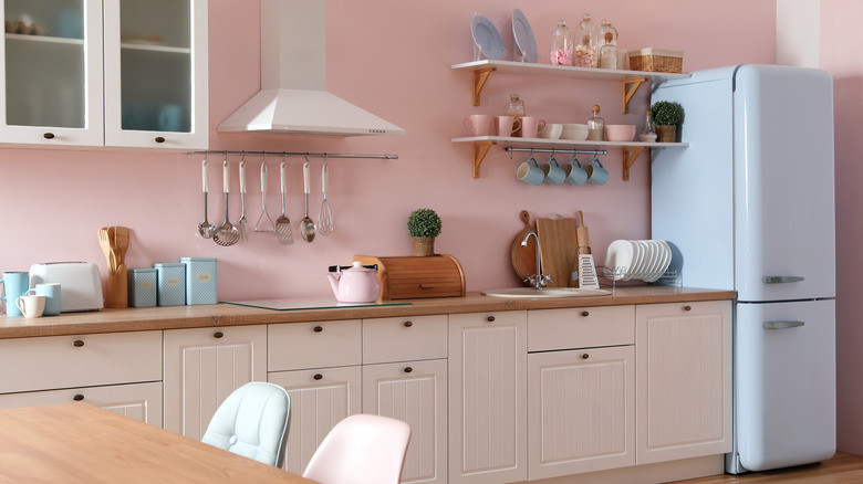 kitchen with various pastel colors