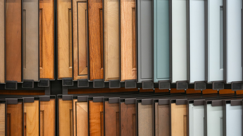 Rows of cabinet options in varying colors