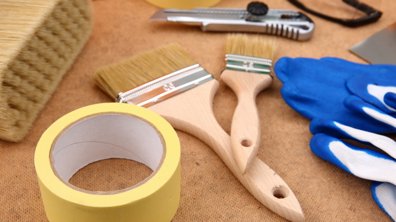 Painting supplies on a table
