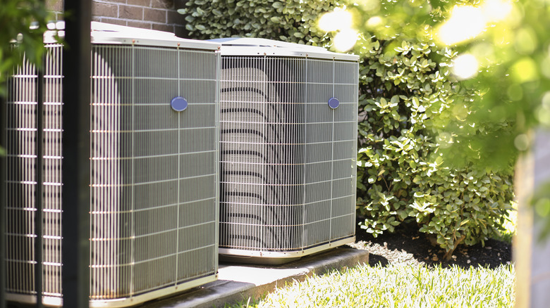 Landscaping around HVAC units outdoors