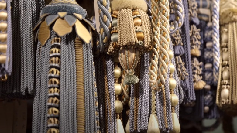 gold and lilac decorative tassel hanging