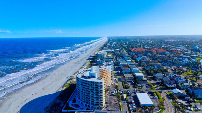 An aerial shot of Jacksonville Beach