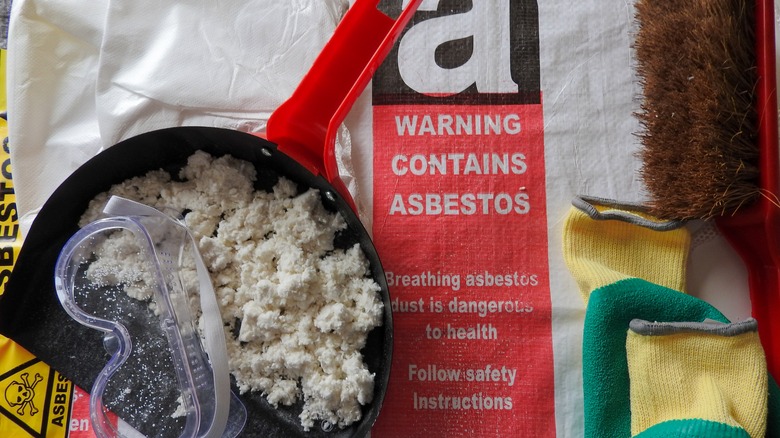 mask and brush with asbestos