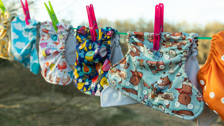 cloth diapers on clothes line