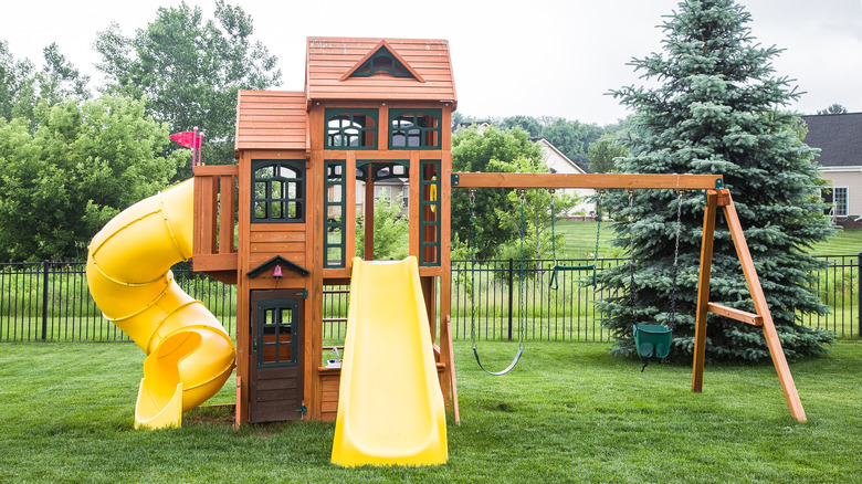 backyard wood swing set