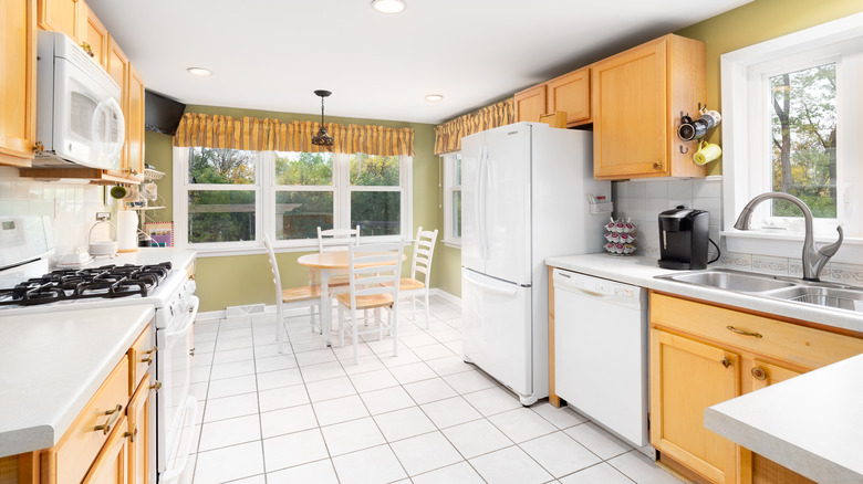 Large orange and white kitchen