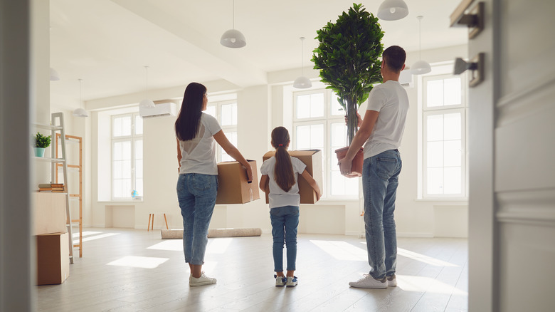 family in empty house