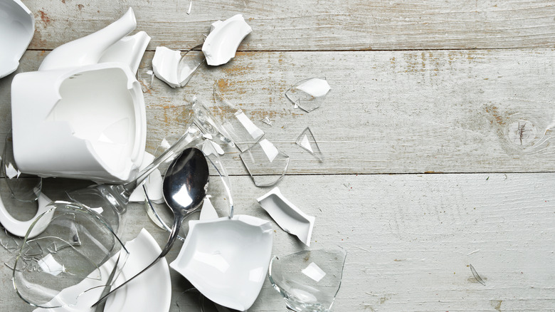 broken glass on wood