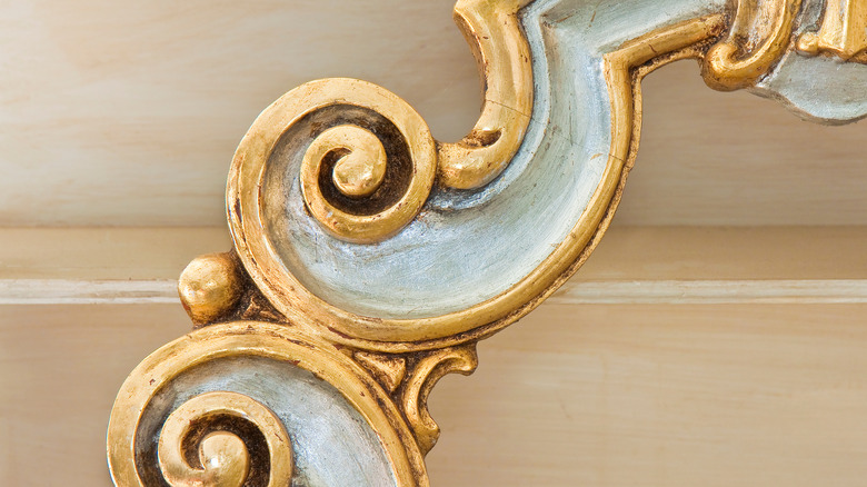 Wood mirror frame with inlay