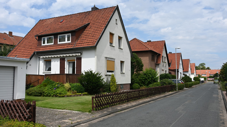 Row of older shingled homes