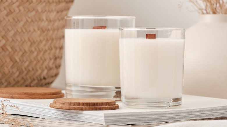 White glass jar candles