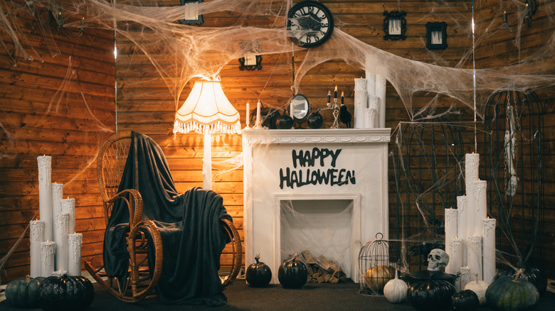 Decorated room for Halloween