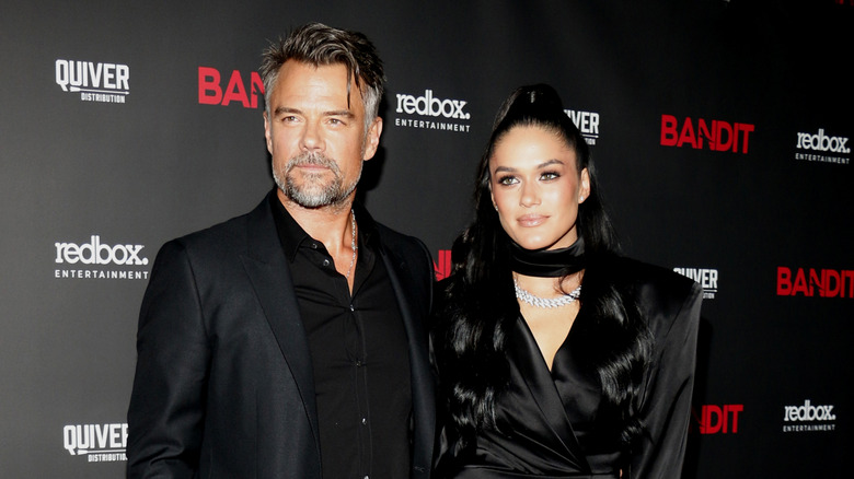 Josh Duhamel with wife Audra Mari dressed in black at a red carpet event