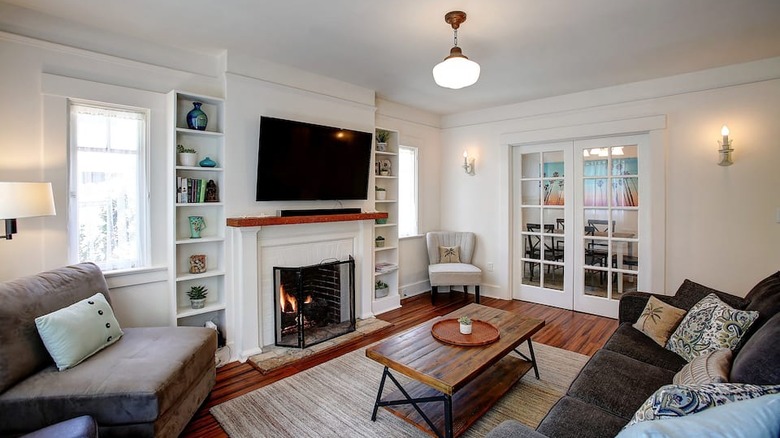 modern living room with large tv 