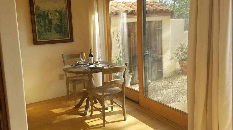 dining table for two with wine