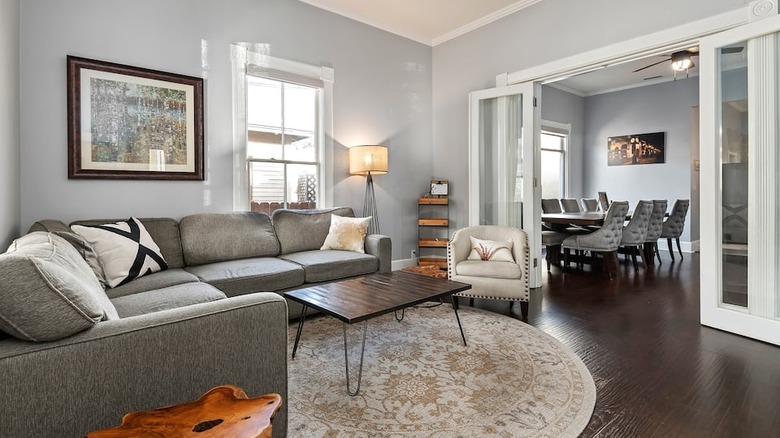gray couch in living room
