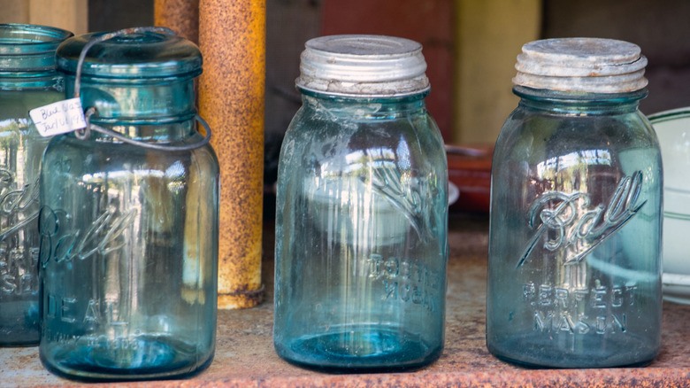 Blue vintage Ball and Mason jars