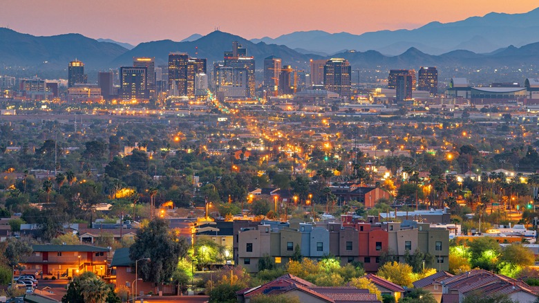 Colorful sunset in Phoenix, Arizona 