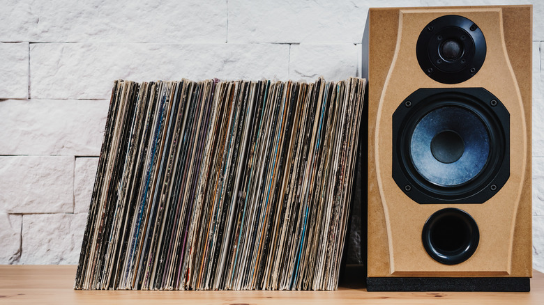 record collection with speaker