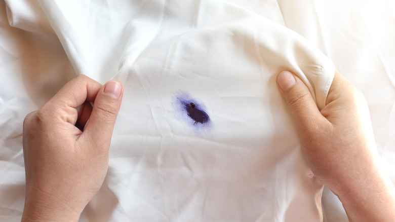ink stain on white fabric