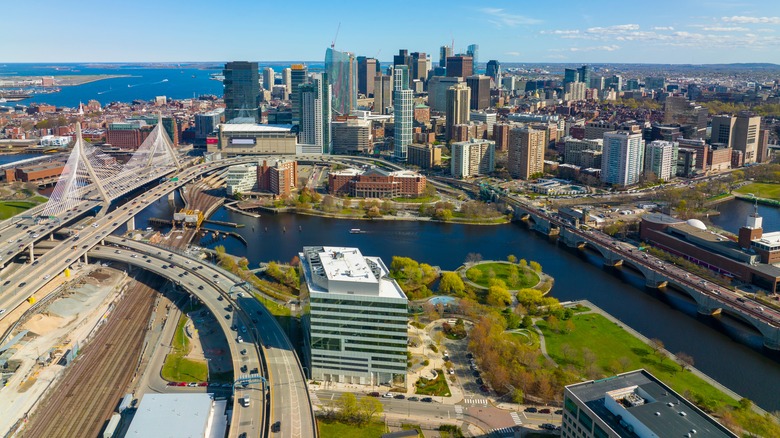 aerial view of downtown Boston