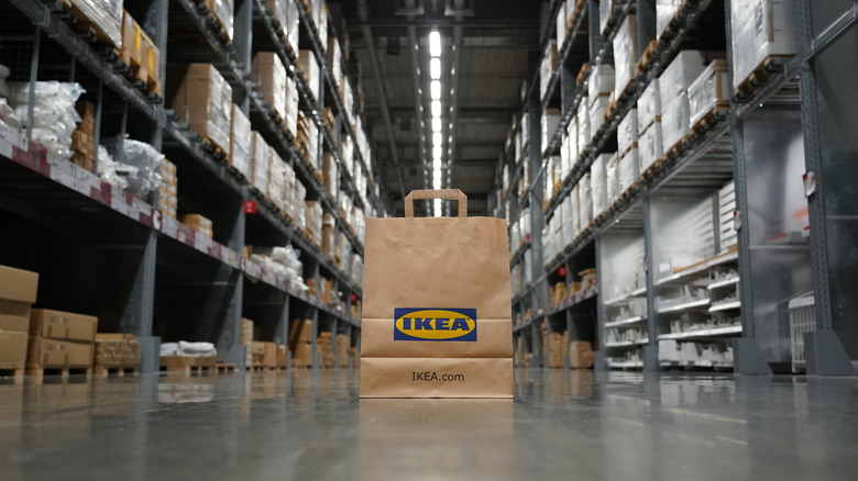 ikea bag on warehouse floor