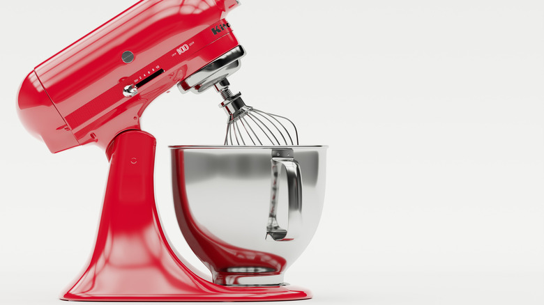 red mixer white background