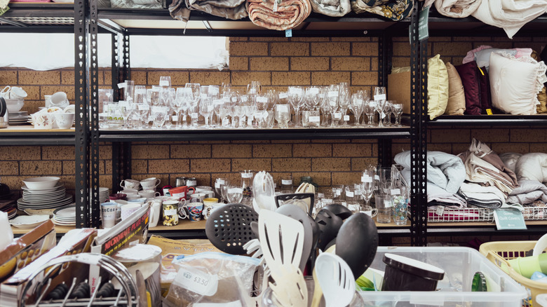 Glassware in thrift store