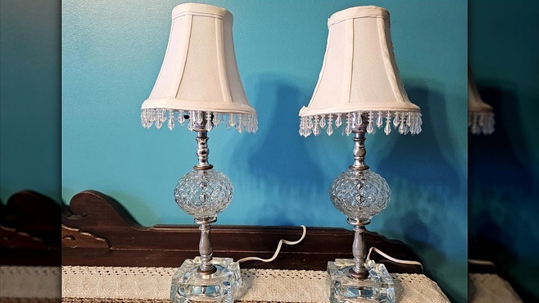 a set of two vintage boudoir lamps