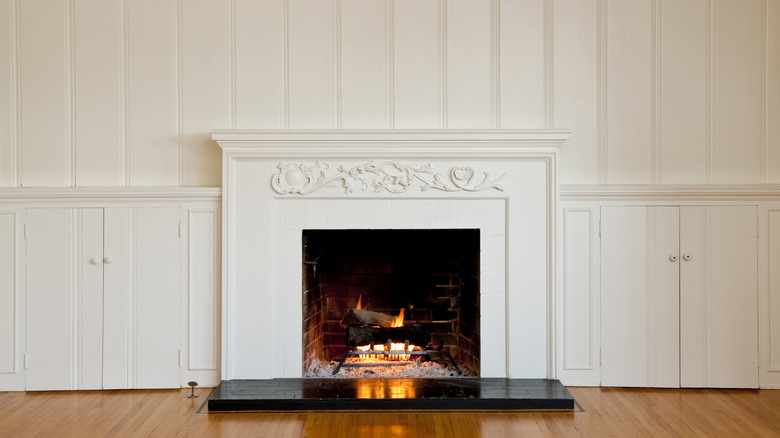 fireplace and paneling