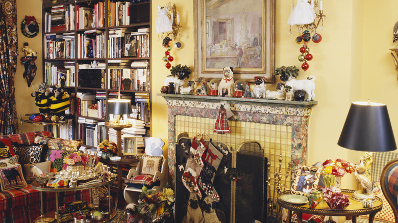 A tacky living room full of tchotchkes.