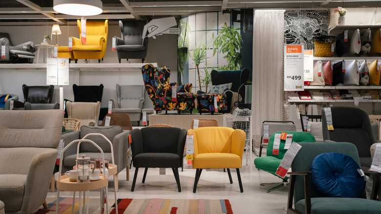 showroom of IKEA chairs