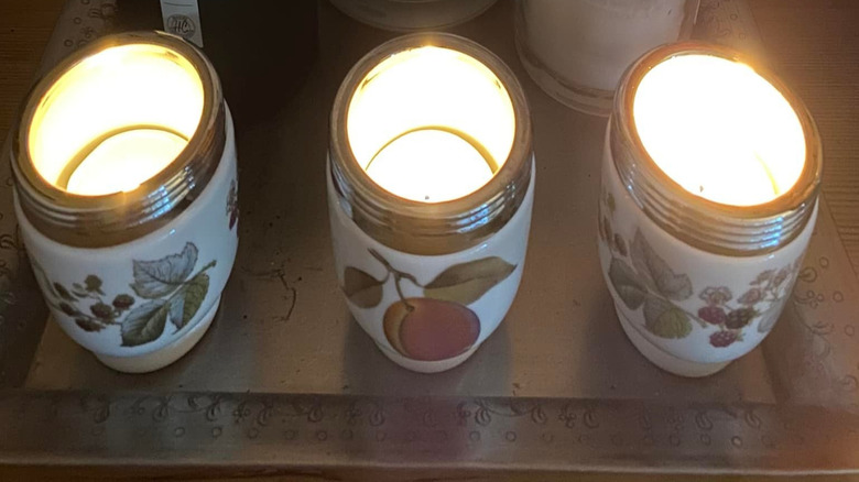 Egg coddlers with tea candles inside