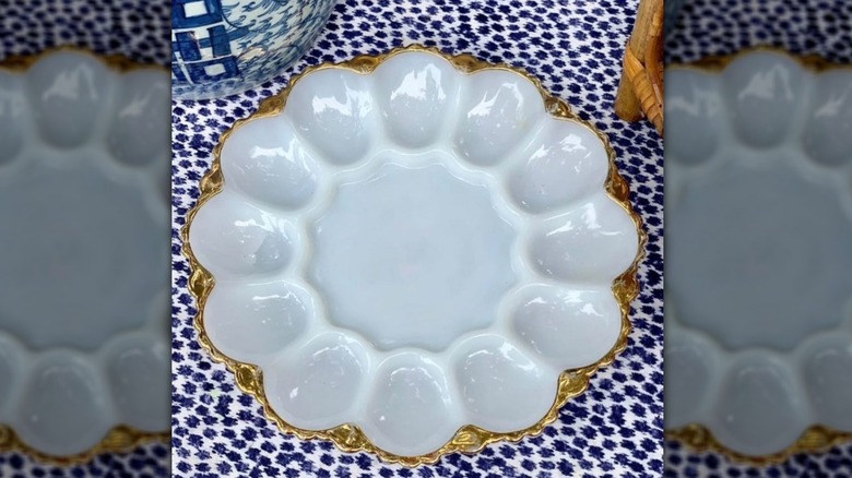 White and gold Egg platter