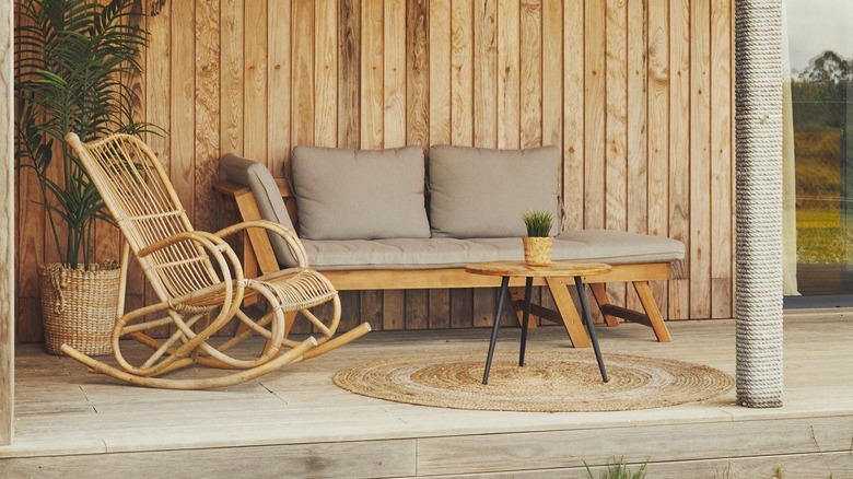 Jute rug on back patio