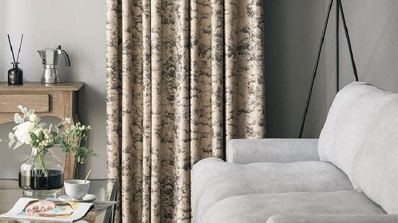 velvet textured gray curtains
